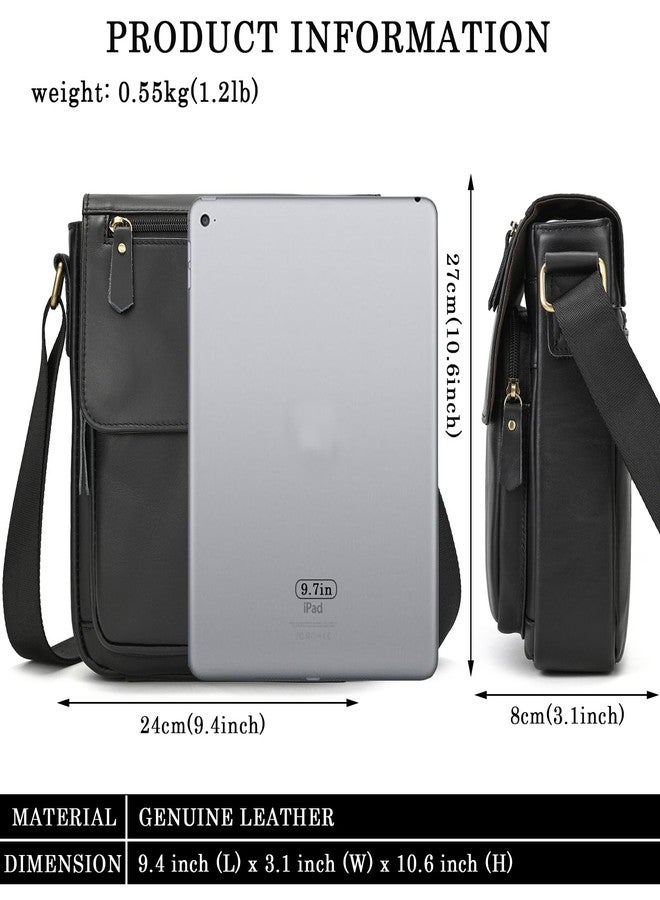 SAIION Small Leather Messenger Bag for Men Shoulder Bag Crossbody Vintage Handbag Man Purse for Ipad Travel Bussiness Office - Image 2